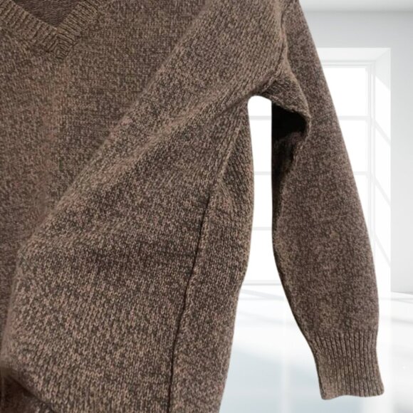 BCBGeneration Brown Tan Ribbed V-Neck Sweater, Exposed Seams, Size XXS - Cotton - Picture 7 of 14